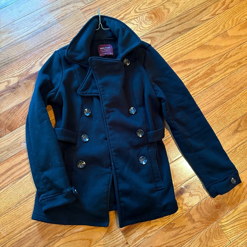 Black peacoat without hood